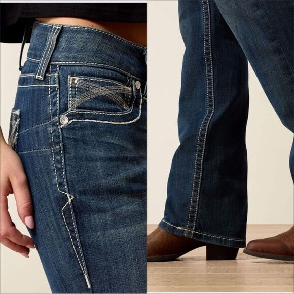 Ariat Womens REAL Mid Rise Stretch Ivy Stackable Straight Leg Jean Size 34 - Picture 3 of 9